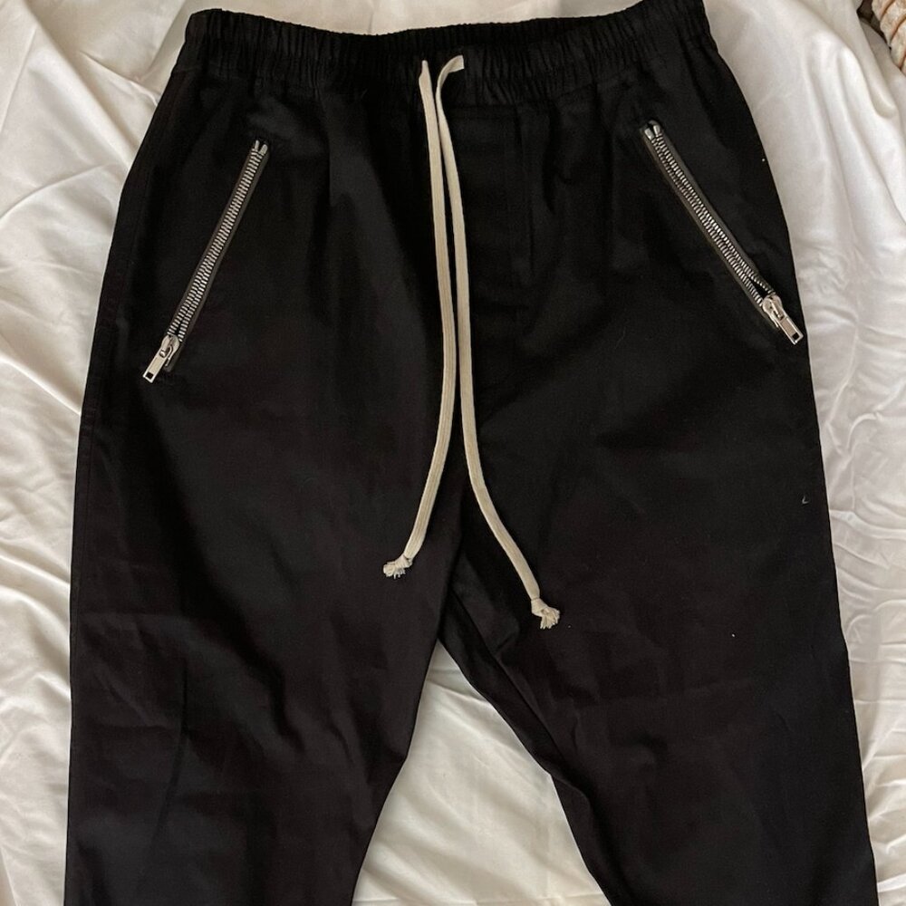 Rick Owens Zip-Detail Drawstring Jersey Joggers in Black